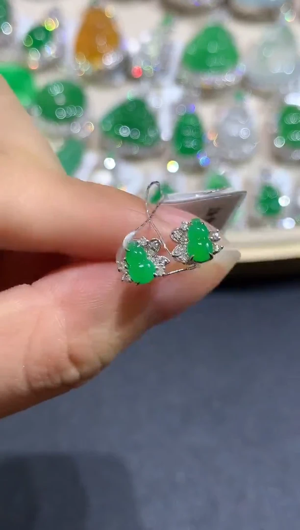 18K金镶嵌翡翠耳饰耳饰|2980多样性发其一