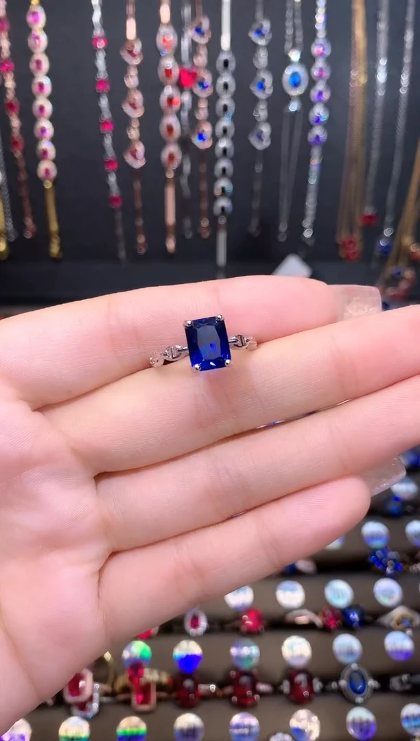 【闪购商品】蓝宝石戒指银S925镶嵌银色