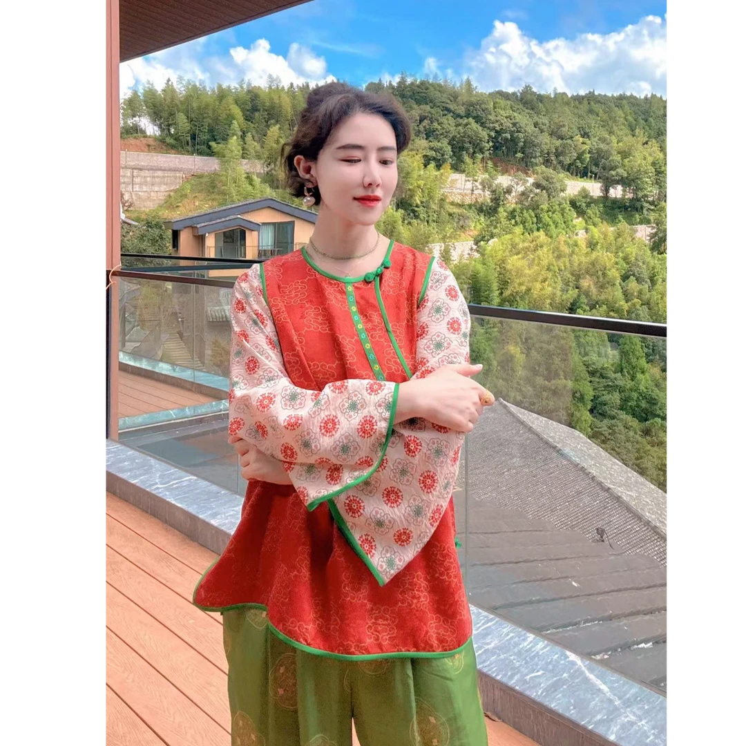 4385《热吻丛林》香云纱假两件上衣