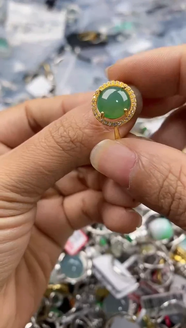 银S925镶嵌戒指翡翠999--9