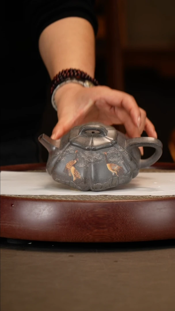 【闪购商品】紫砂茶壶【吴顺华】桃花泥筋纹石瓢