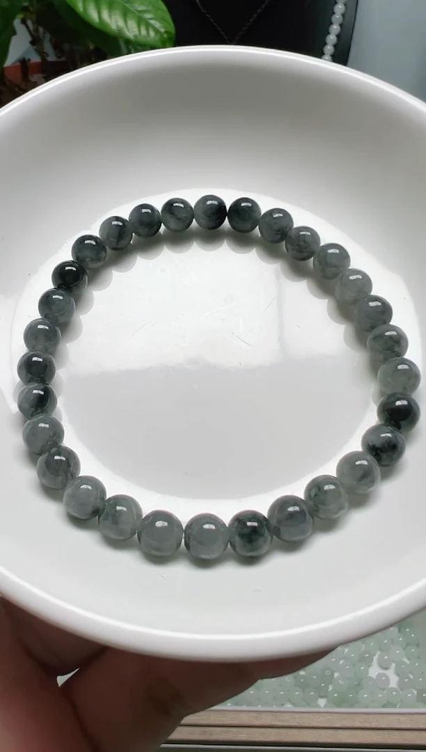 散珠翡翠纯天然缅甸A货翡翠卡6.3冰乌鸡，25颗