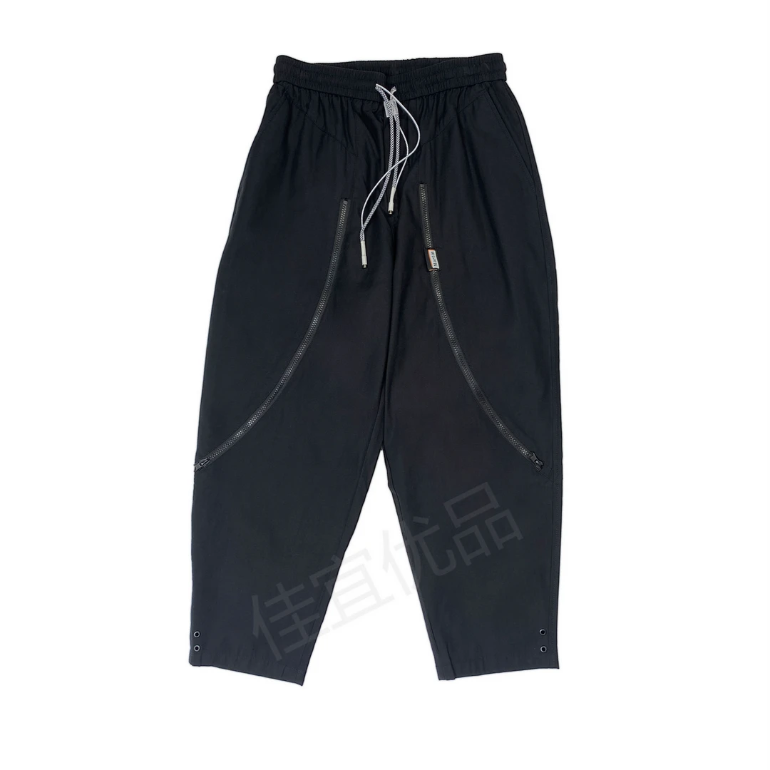 2025夏季新款男士九分裤时尚潮流运动休闲裤舒适透气拉链休闲裤男