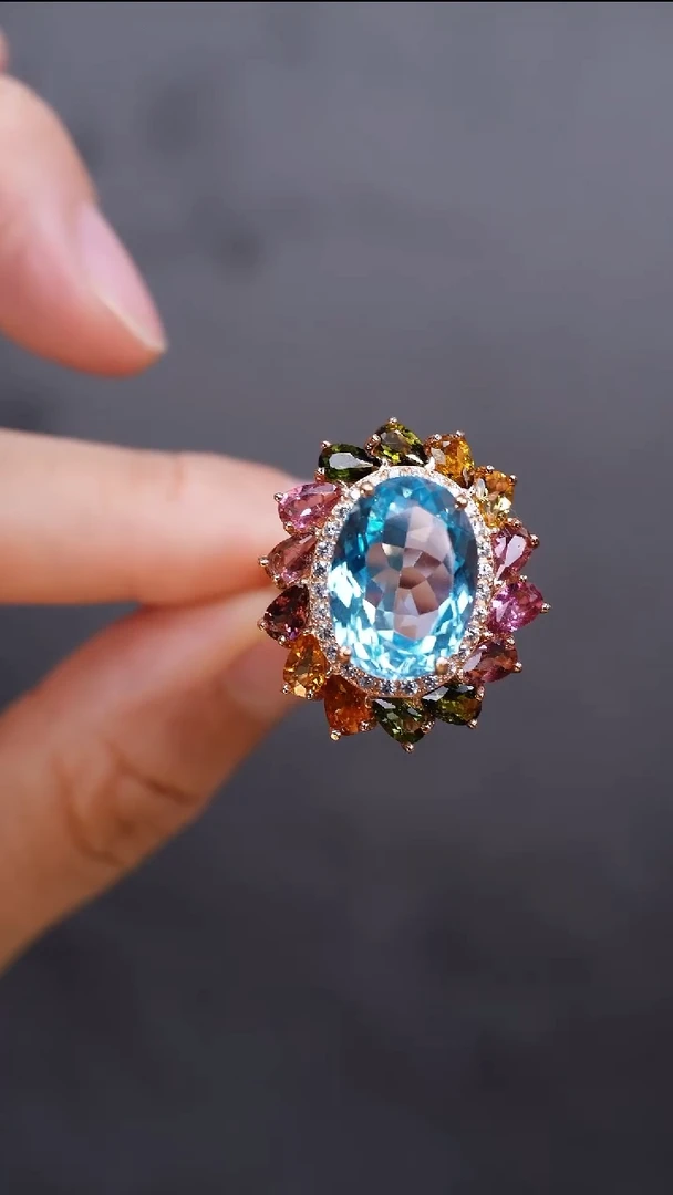 银S925镶嵌手饰托帕石手饰