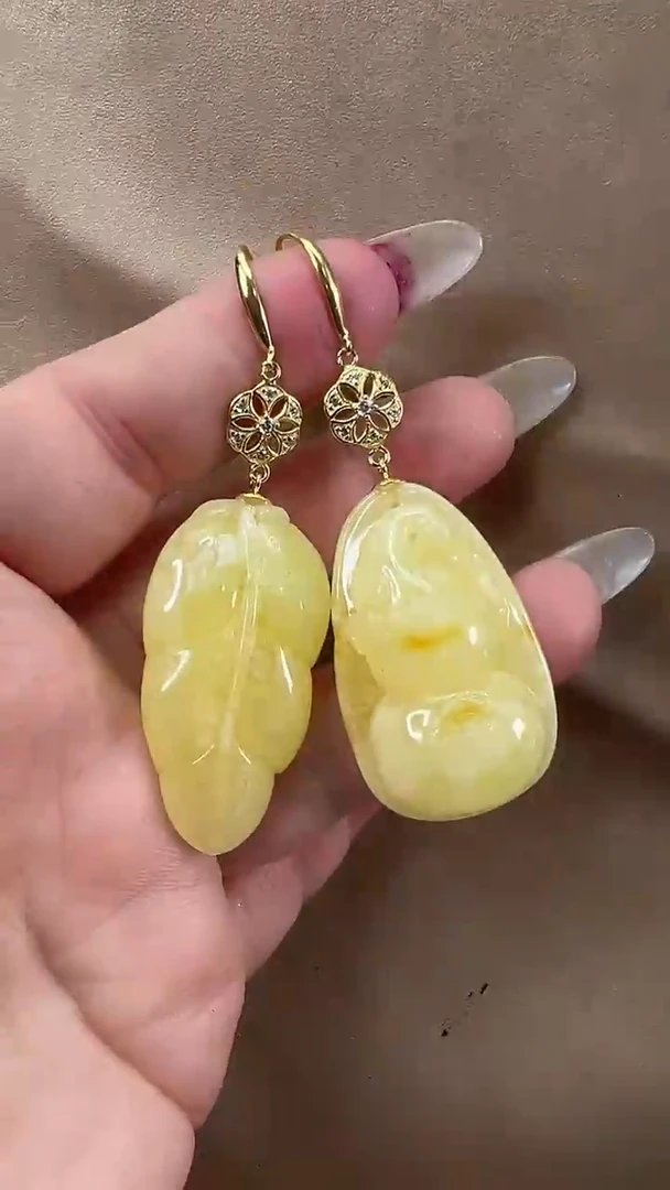 琥珀颈饰未镶嵌耳环