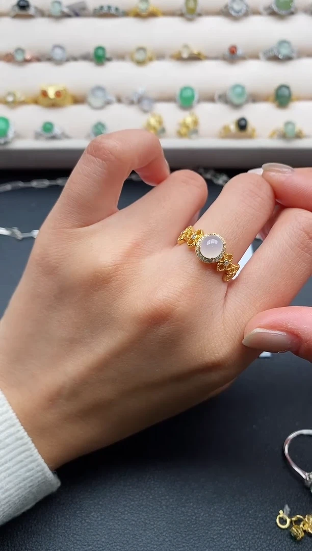 银S925镶嵌戒指翡翠66666666+7