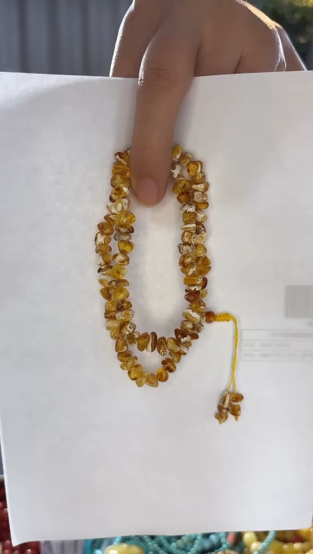 手串蜜蜡未镶嵌蜜蜡金漆白拉丝手串