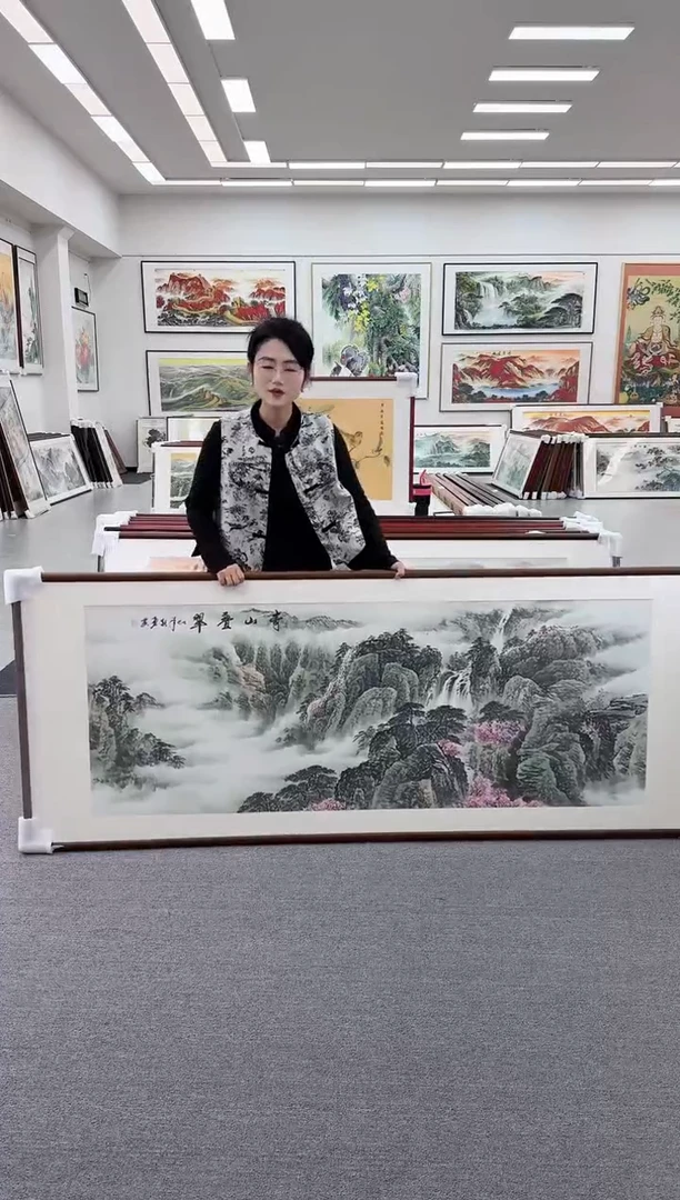 国画手绘   219*88  青山叠翠