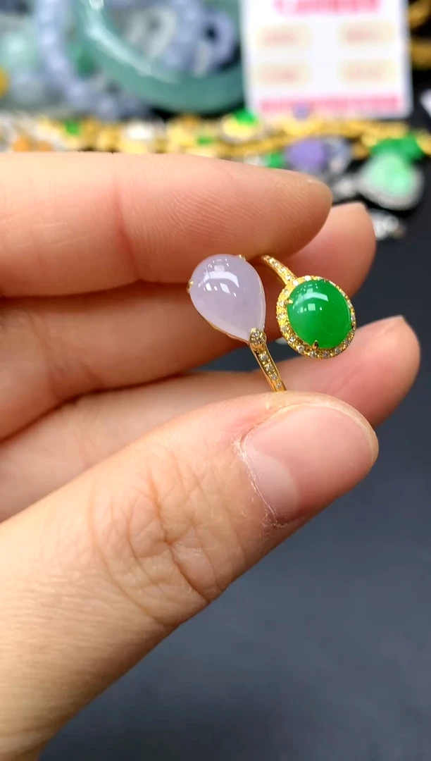 18K金镶嵌戒指翡翠160-中国好珍宝