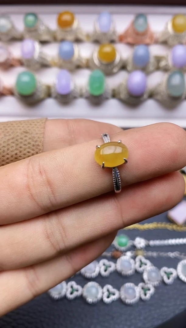 翡翠戒指银S925镶嵌0056