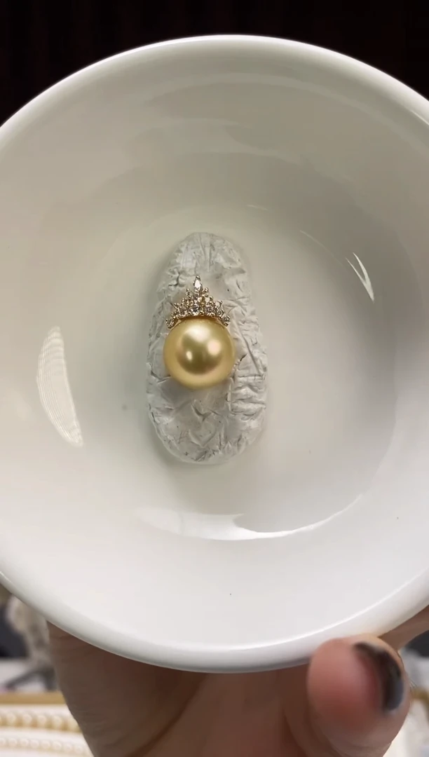 吊坠(不含链)18K金镶嵌海水珍珠12-13南洋金珍珠吊坠