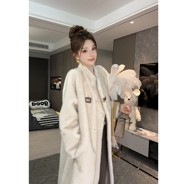 【琳琳专属】女款冬季气质时尚慵懒风皮扣毛毛外套