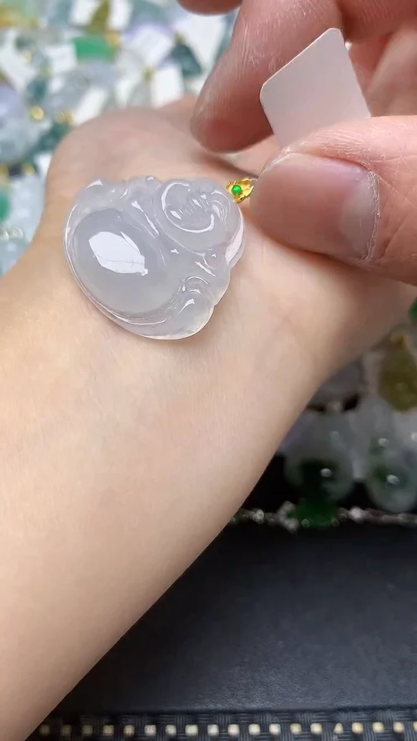 颈饰18K金镶嵌翡翠天然缅甸A货翡翠