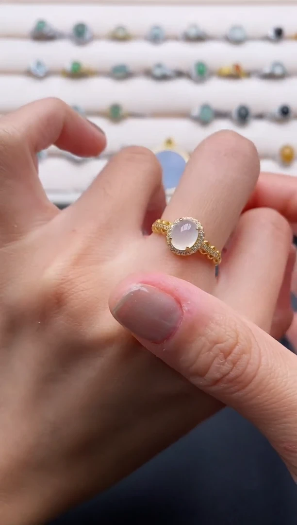 银S925镶嵌戒指翡翠4444444+8