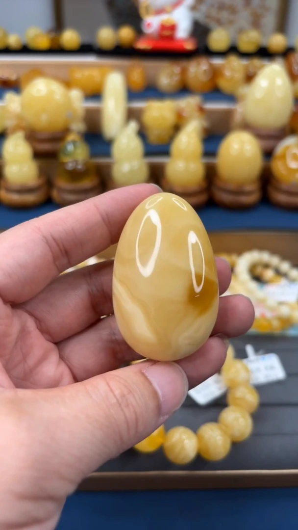 手串琥珀未镶嵌p58俄料白花蜜蜡吊坠 21.44克