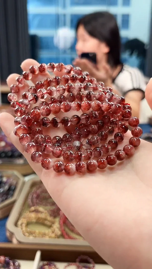 未镶嵌手串水晶金草莓超七单圈手串6mm【多样性发一】