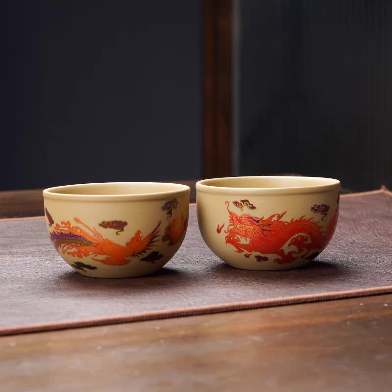 紫千宏龙凤变色茶杯（龙凤对杯）