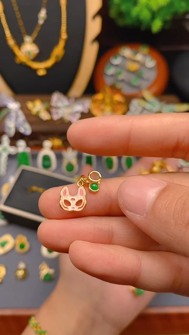 【闪购商品】翡翠吊坠(不含链)银S925镶嵌狐狸面具