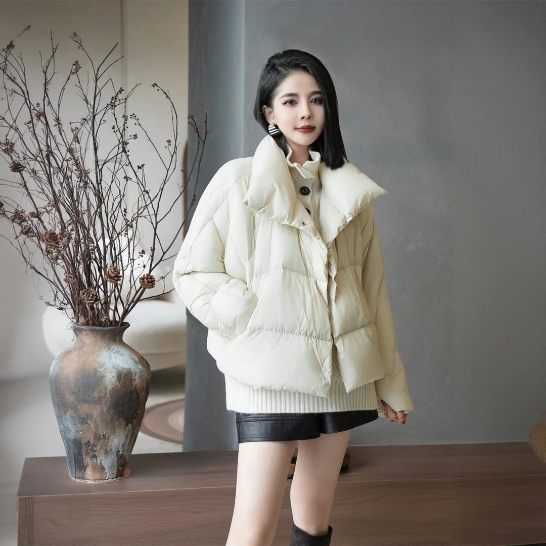 POPULARYW【朝雾】Z·R上品屋宽松短款时尚翻领保暖羽绒服冬季外套