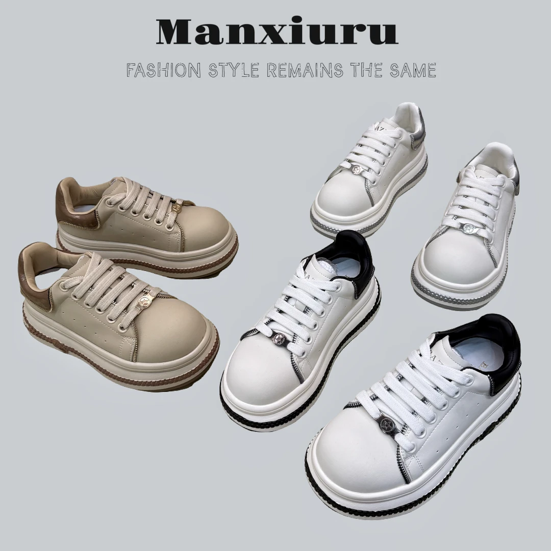 【曼曼】香港“拉链昆”2025新款厚底小白软底舒适百搭女休闲运动鞋