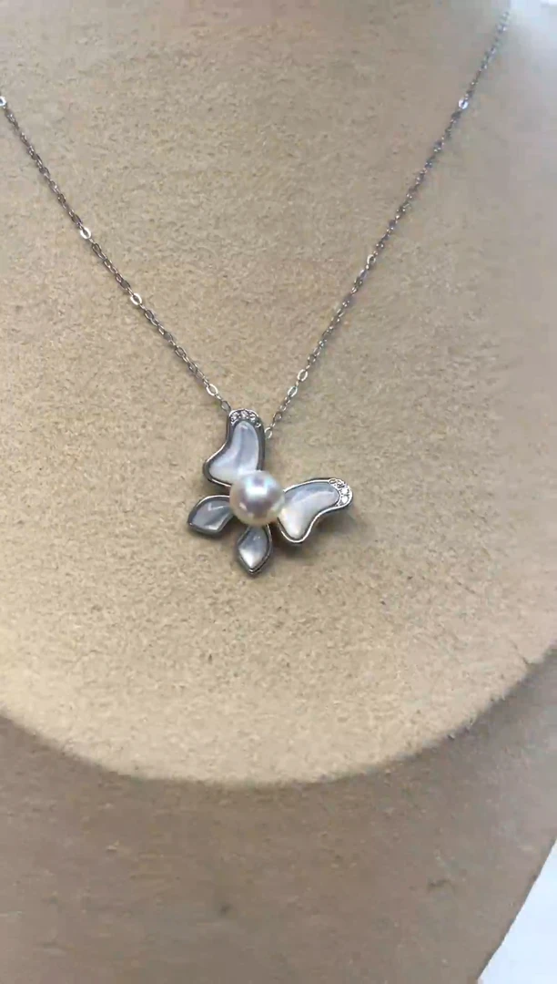 颈饰银S925镶嵌海水珍珠