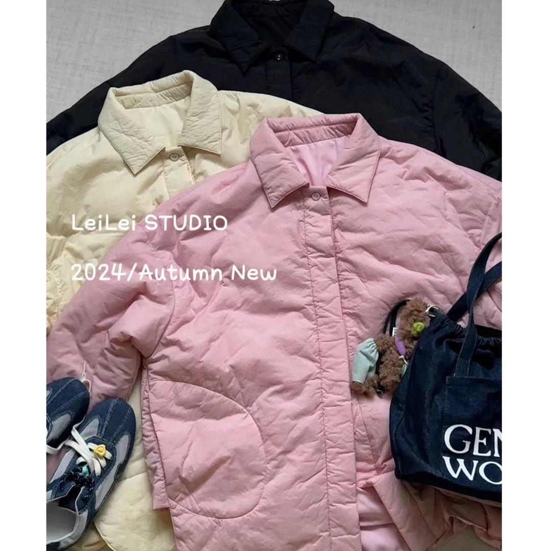 晶咕【沦陷的云朵~】云感polo领纯色慵懒感减龄保暖棉服外套