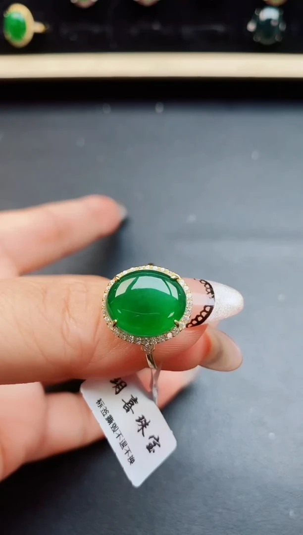 翡翠戒指银S925镶嵌8500