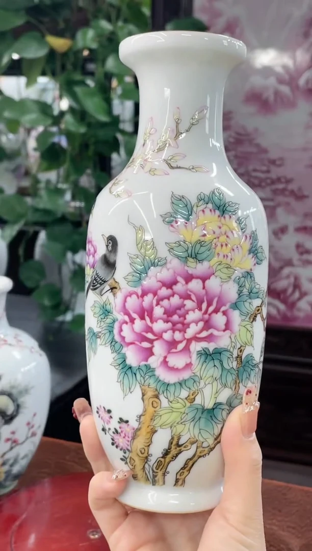 【闪购商品】027陶瓷供应链粉彩珐琅牡丹画片陶瓷赏瓶