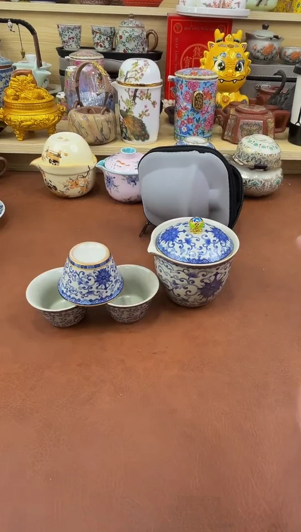陶瓷茶具摆件旅行套组