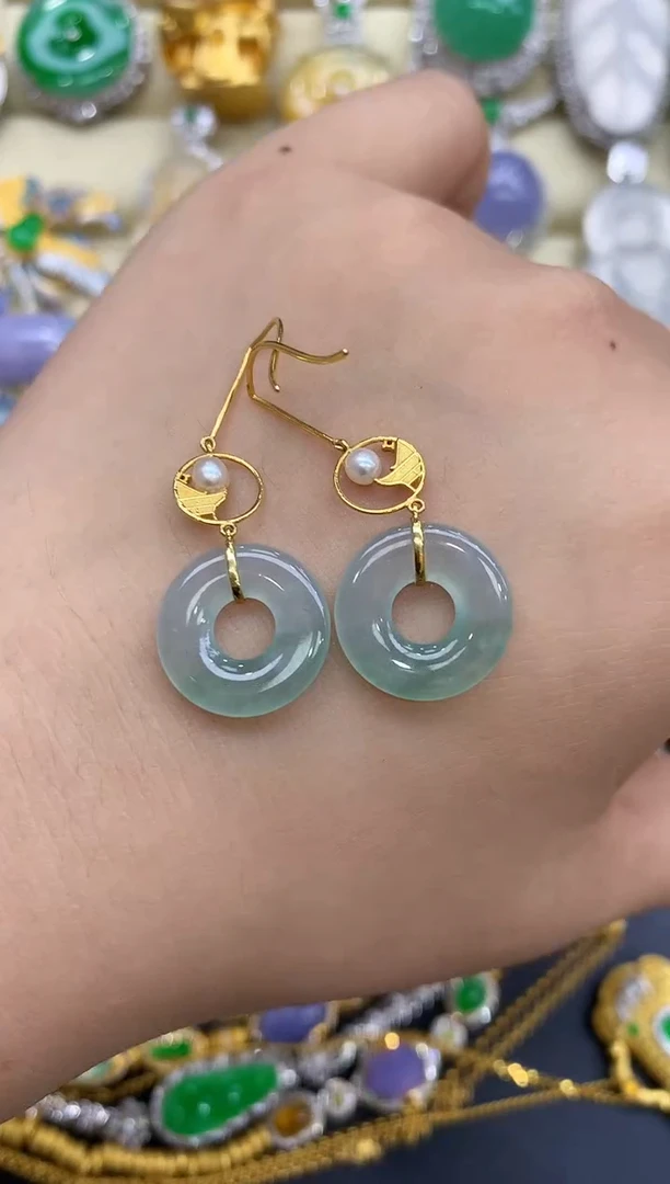 18K金镶嵌翡翠耳饰167-中国好珍宝