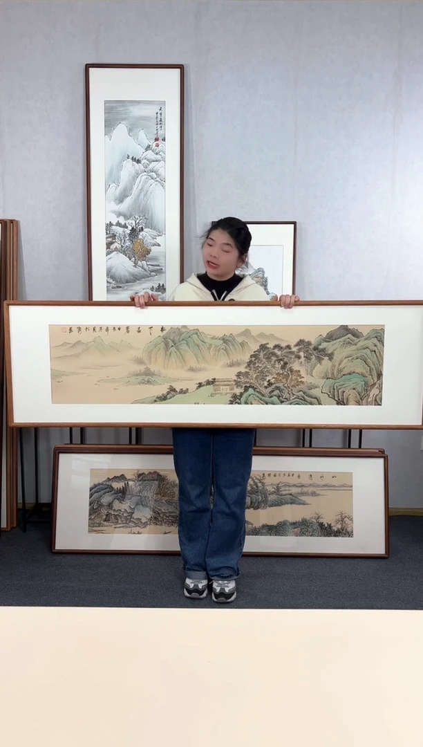 【闪购商品】国画手绘*松下品茗*52*172cm实木框