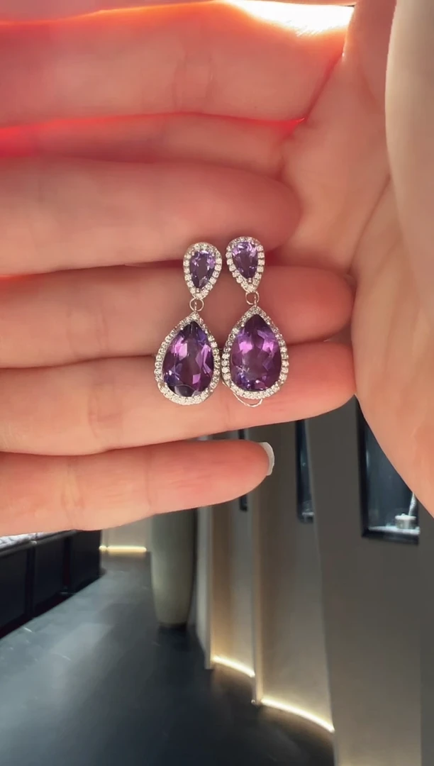 【闪购商品】紫晶耳饰银S925镶嵌10】