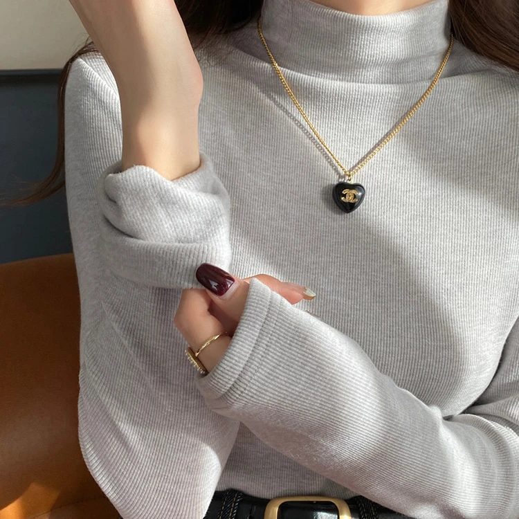 灰色半高领磨毛修身打底衫女内搭2025年秋冬季新款保暖高级感上衣