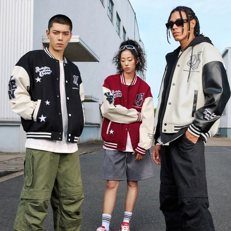 【秋冬新品】维动星驰棒球服休闲百搭连帽宽松长袖潮流印花国潮秋