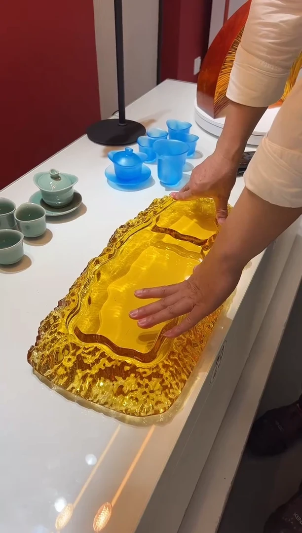 琉璃巴比特美学 金色山河茶盘
