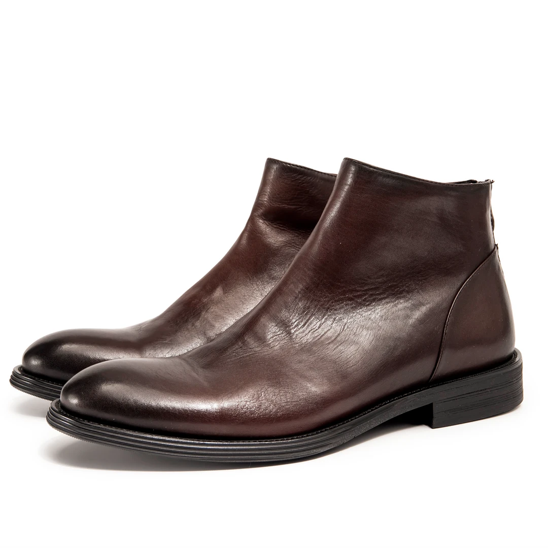 ZGP2242-2101988休闲时尚百搭复古潮流加绒真皮秋冬切尔西靴