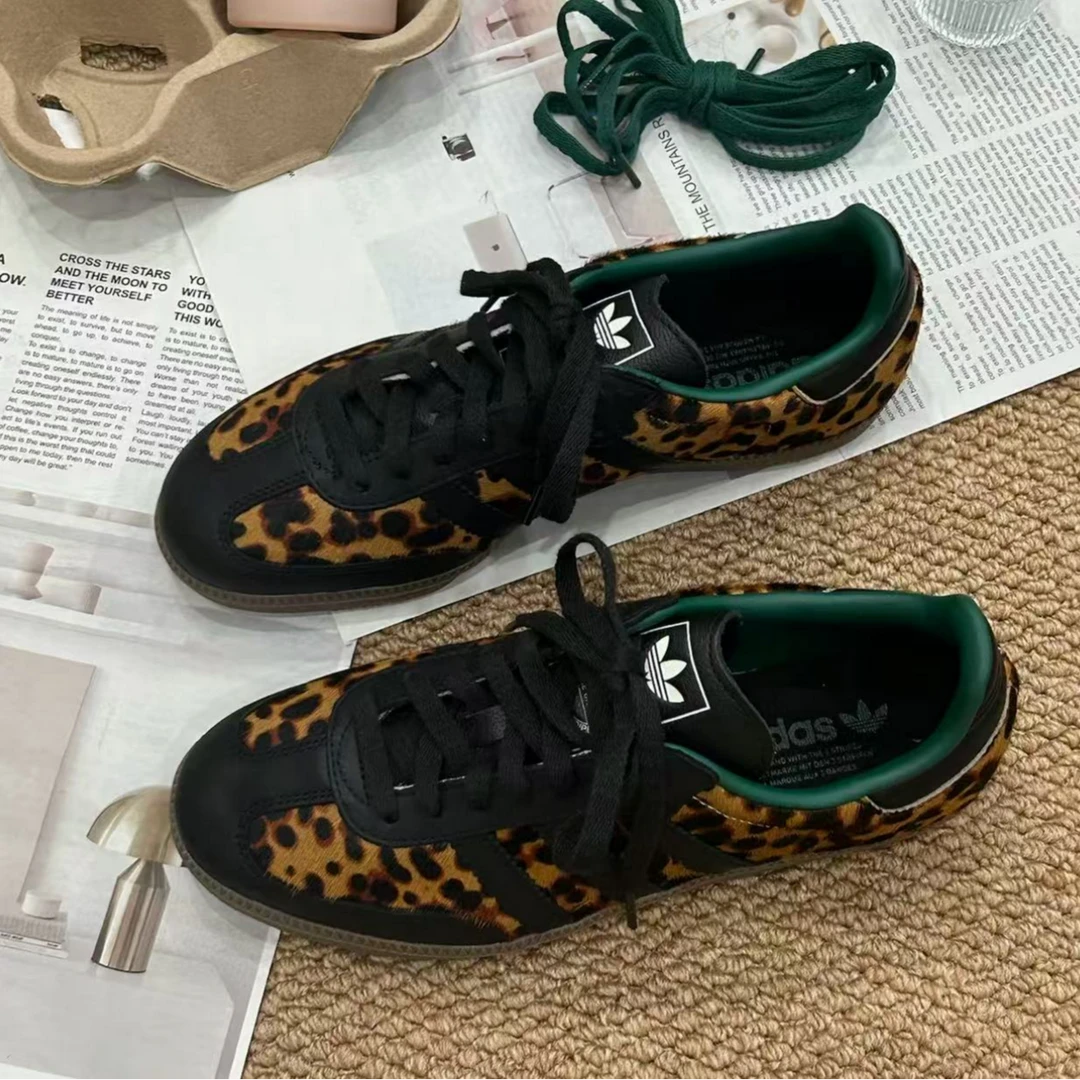 adidas/阿迪达斯三叶草女鞋SAMBA 经典豹纹运动德训T头鞋JI2735