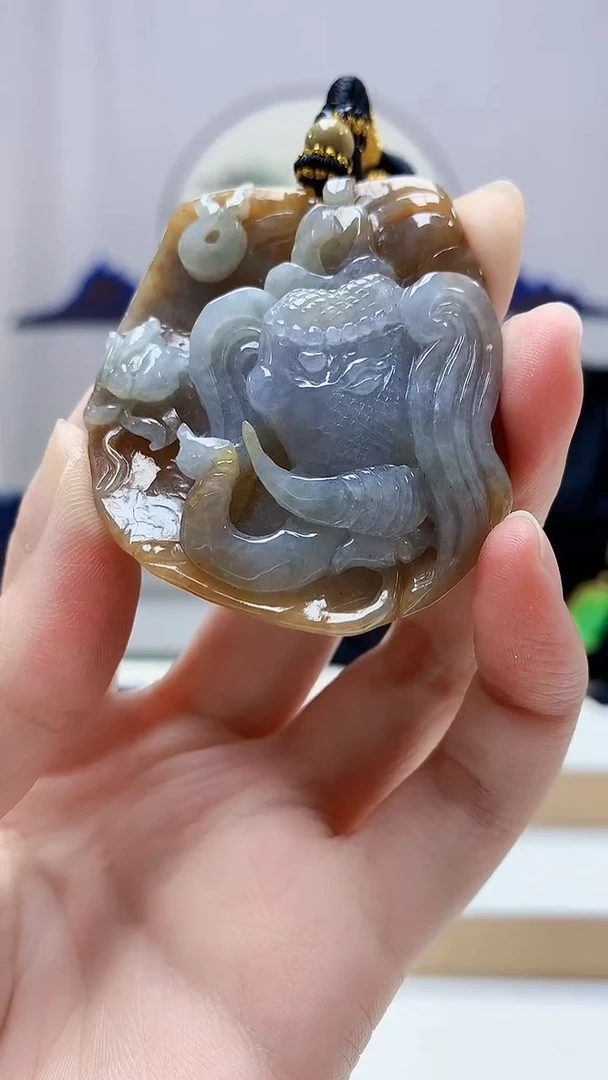 未镶嵌定制翡翠5060zm-毛货挂件53吉祥如意