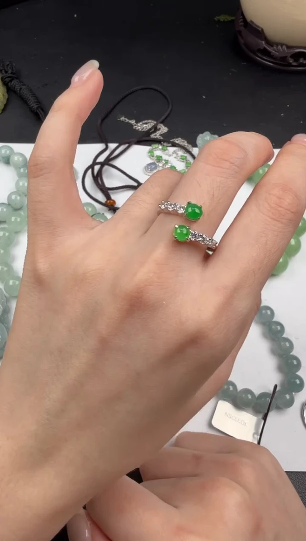 银S925镶嵌戒指翡翠翡翠饰品-334
