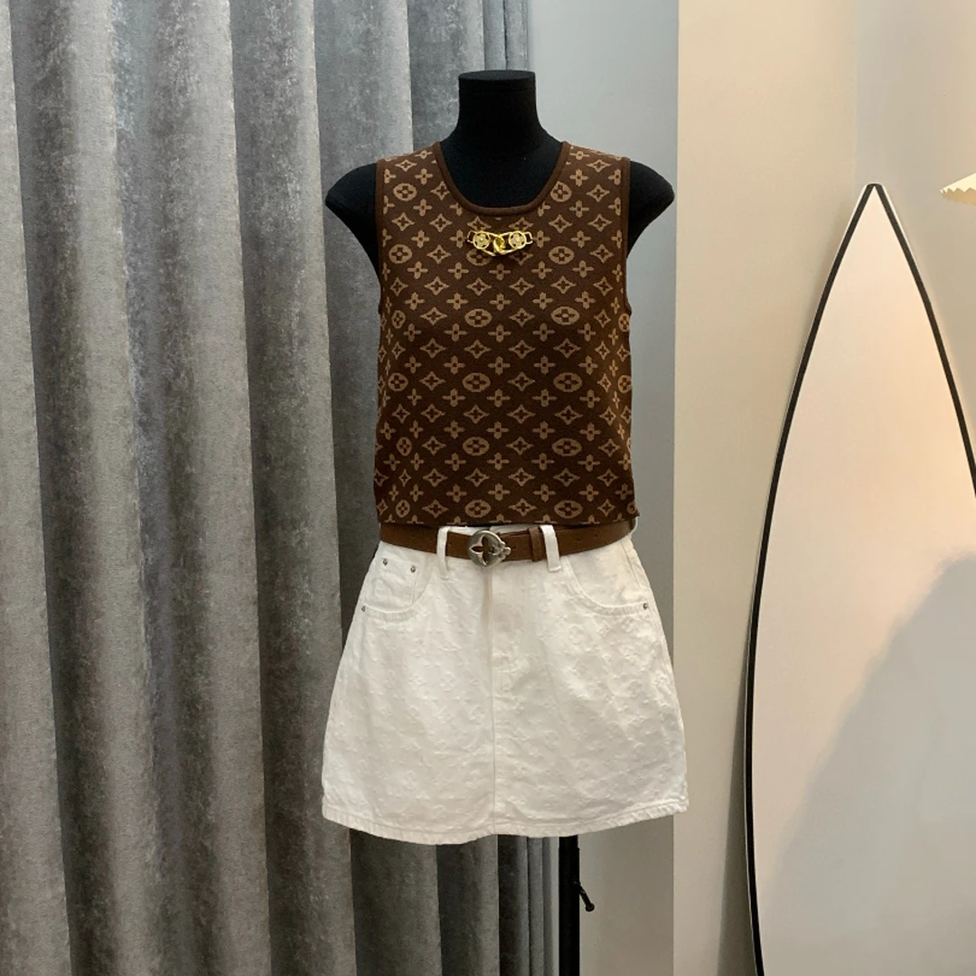 傲傲专属轻奢老花背心吊带夏季新款气质高级短袖女款爆款2025新款