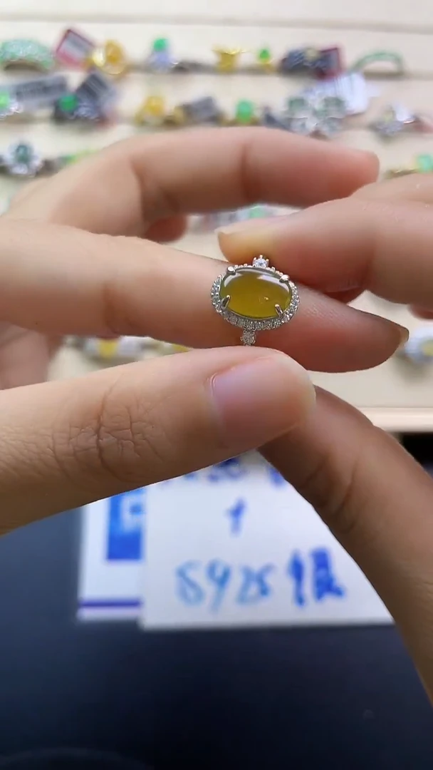 银S925镶嵌戒指翡翠翡翠 蛋面 银S925镶嵌