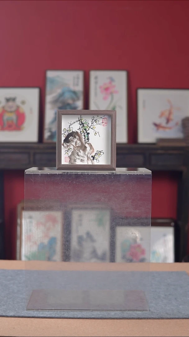 国画纯手绘纯手写-带框尺寸16*16