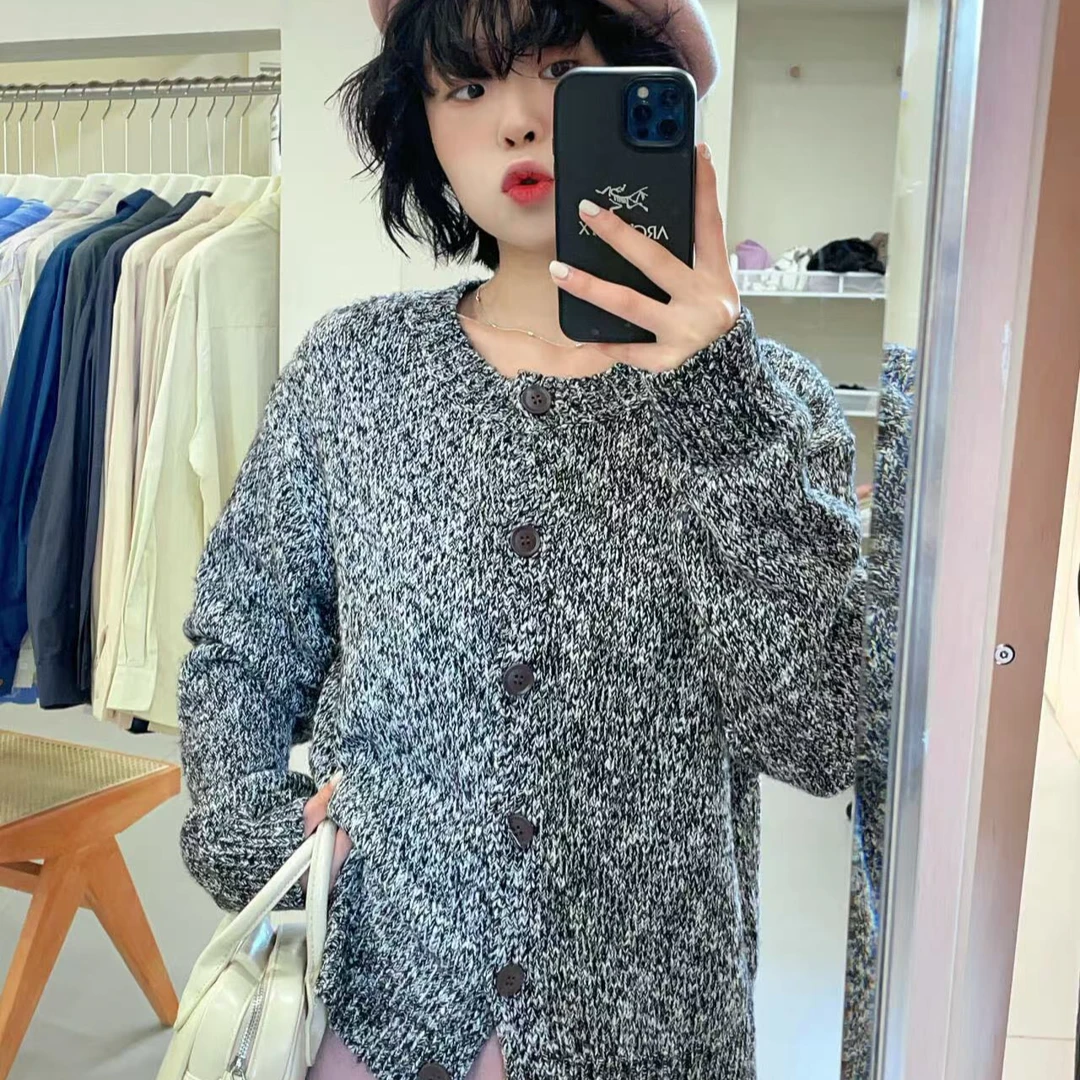 1138【臻炫女装】圆领花纱开衫外套新款女士上衣韩系慵懒时尚宽松