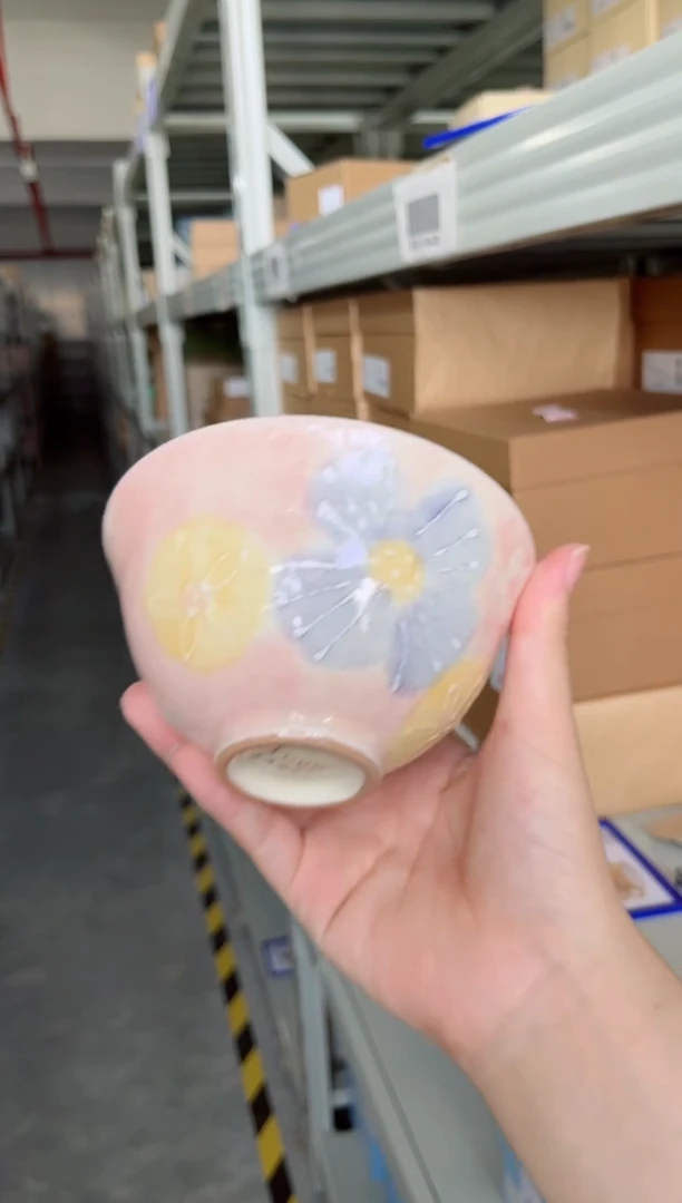 瓷片桃溪饭碗（粉）