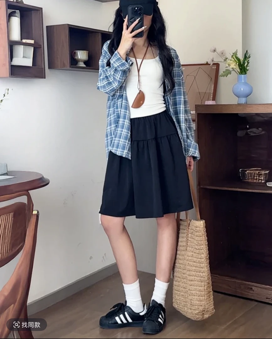 【学院风】高腰半身裙2025新款百搭收腰裙子夏季纯欲显瘦长裙女通勤