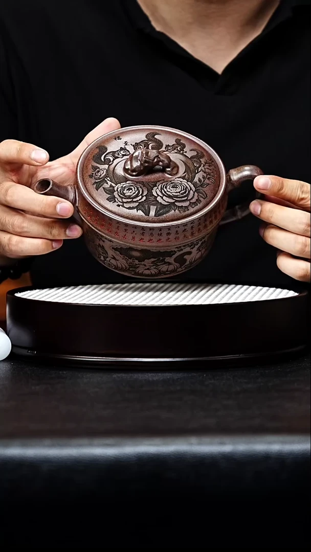 茶壶紫砂太湖石含瓦手工紫砂壶