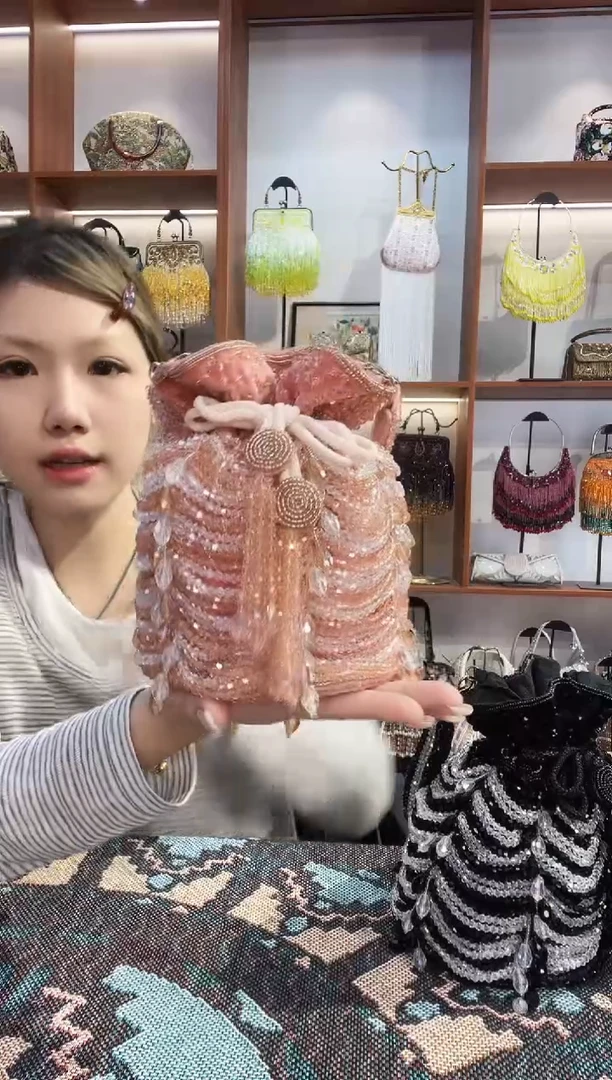 织物12号手工珠珠包包腋下斜跨包手拿包手提晚宴包