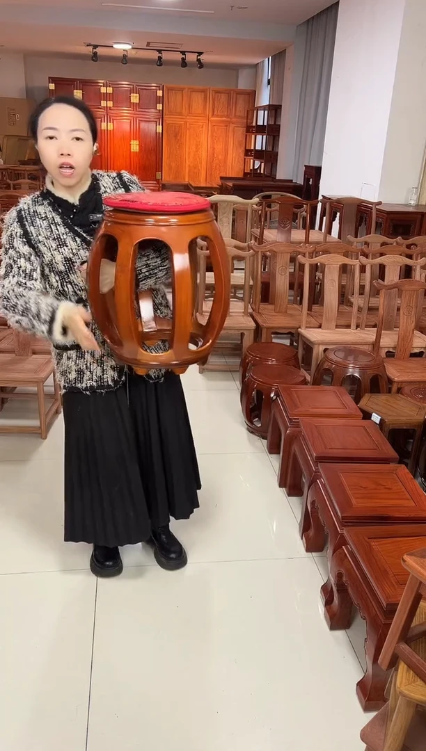 花梨木类家具非洲金花梨43.5鼓凳