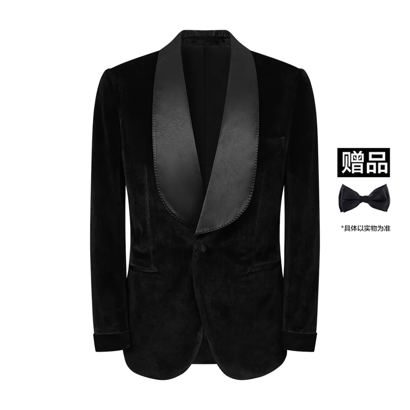 平圆方中【丝绒吸烟装礼服】复古青果领秋冬绅装西装婚礼主持宴会