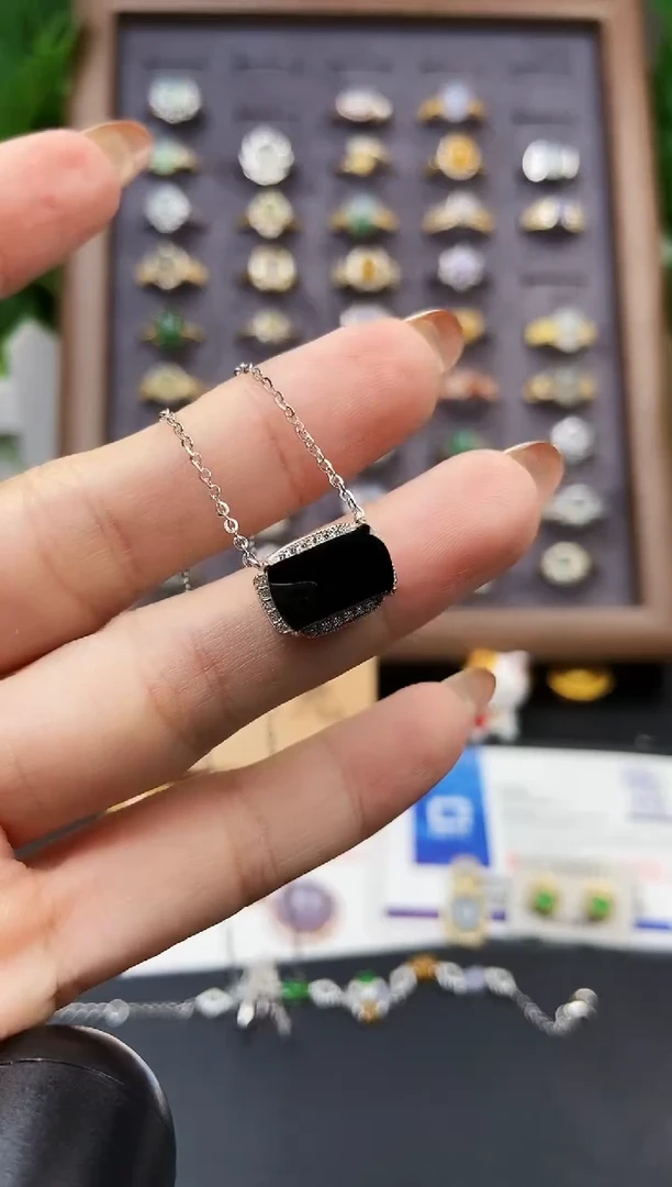 颈饰银S925镶嵌翡翠12